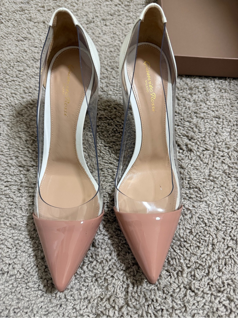 Gianvito Rossi Blush Pink Patent Pointed-Toe PVC Pumps